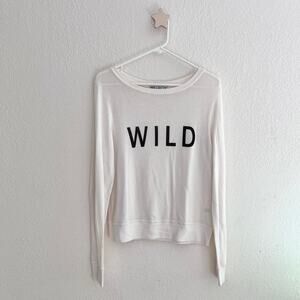 Wildfox Wild White Crewneck Long Sleeve Knit Pullover Sweatshirt Top Size XS